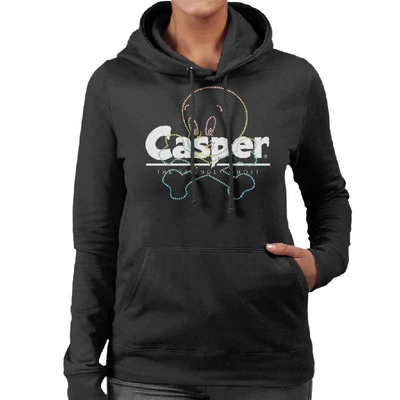 Casper The Friendly Ghost Crossbones Women's Hooded Sweatshirt Hoodie with Fur Luxurious Winter Casper The Friendly Ghost Crossbones Women's Hooded Sweatshirt Hoodie with Fur Luxurious Winter