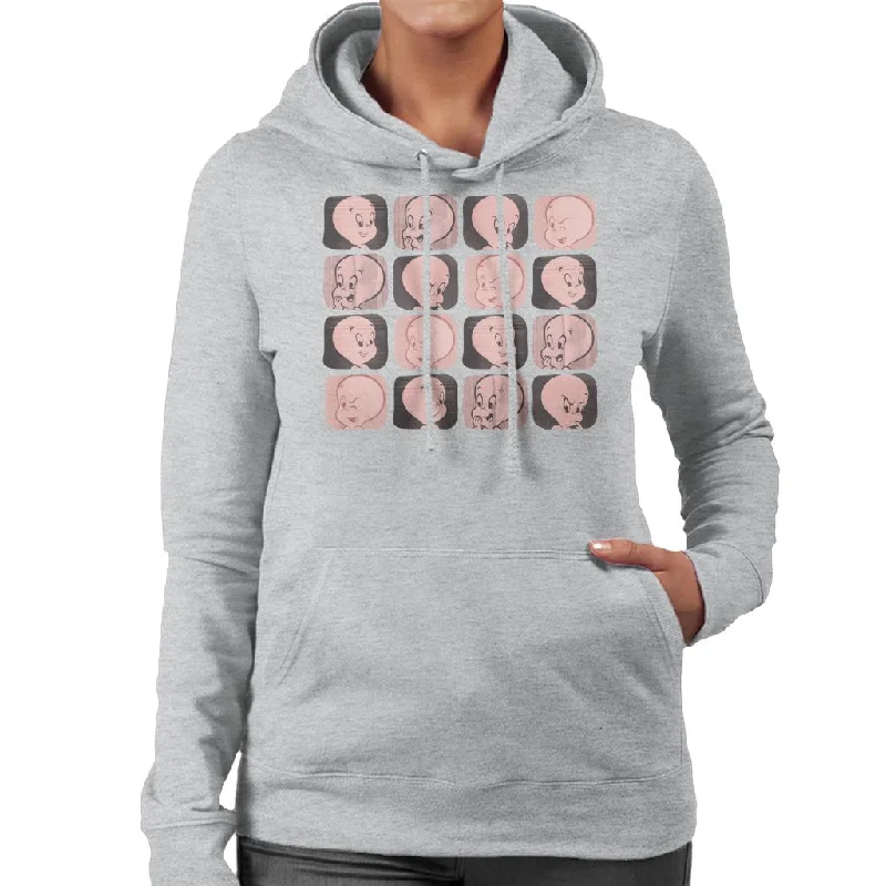 Casper The Friendly Ghost Facial Expressions Pattern Women's Hooded Sweatshirt Hoodie with Exposed Zipper Edgy Industrial Casper The Friendly Ghost Facial Expressions Pattern Women's Hooded Sweatshirt Hoodie with Exposed Zipper Edgy Industrial
