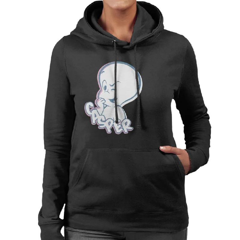 Casper The Friendly Ghost Winking Face Women's Hooded Sweatshirt Hoodie with Slit Hem Functional Movement Casper The Friendly Ghost Winking Face Women's Hooded Sweatshirt Hoodie with Slit Hem Functional Movement