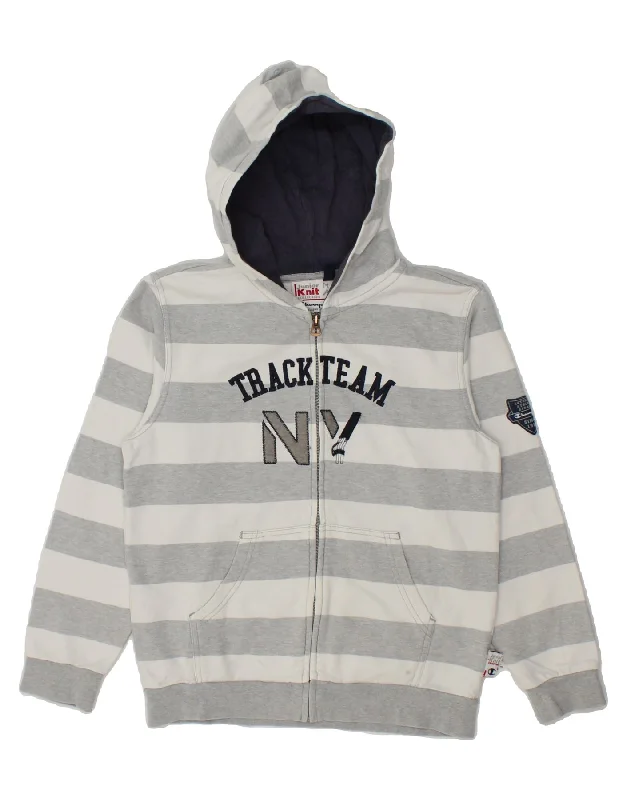 CHAMPION Boys Graphic Zip Hoodie Sweater 9-10 Years Medium Grey Striped Hoodie with Relaxed Fit Easy Casual CHAMPION Boys Graphic Zip Hoodie Sweater 9-10 Years Medium Grey Striped Hoodie with Relaxed Fit Easy Casual