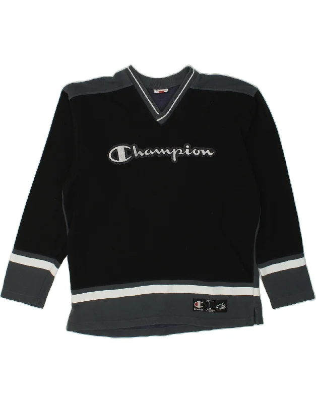 CHAMPION Mens Graphic Sweatshirt Jumper Large Black Colourblock Cotton Hoodie with Full-Zip Functional Layering CHAMPION Mens Graphic Sweatshirt Jumper Large Black Colourblock Cotton Hoodie with Full-Zip Functional Layering