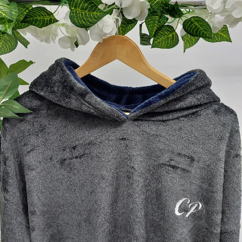 Charcoal Snuggle Hoodie Hoodie with Hem Elastic Stretchable Comfortable