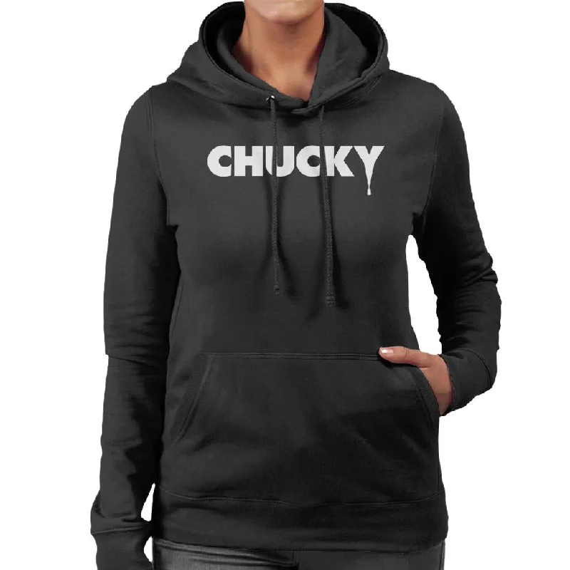 Child's Play Chucky Logo Bold Women's Hooded Sweatshirt Hoodie with Drawstring Waist Adjustable Fitted Child's Play Chucky Logo Bold Women's Hooded Sweatshirt Hoodie with Drawstring Waist Adjustable Fitted