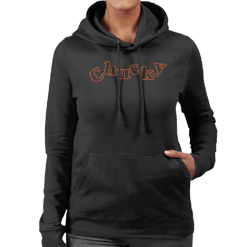 Child's Play Chucky Playful Font Women's Hooded Sweatshirt Hoodie with High Neck Warm Protective Child's Play Chucky Playful Font Women's Hooded Sweatshirt Hoodie with High Neck Warm Protective