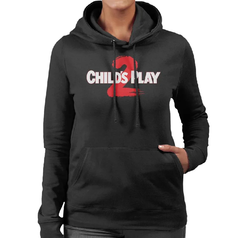 Chucky Childs Play 2 Logo Women's Hooded Sweatshirt Hoodie with Rhinestones Sparkly Elegant Chucky Childs Play 2 Logo Women's Hooded Sweatshirt Hoodie with Rhinestones Sparkly Elegant
