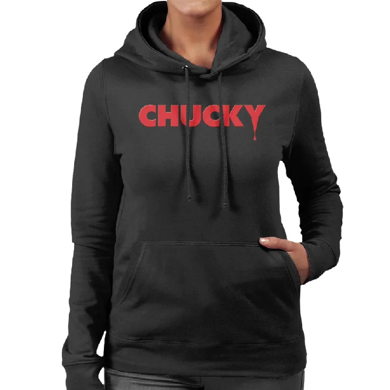 Chucky Classic Logo Dripping Blood Women's Hooded Sweatshirt Hoodie with Monochrome Minimalist Simple Chucky Classic Logo Dripping Blood Women's Hooded Sweatshirt Hoodie with Monochrome Minimalist Simple