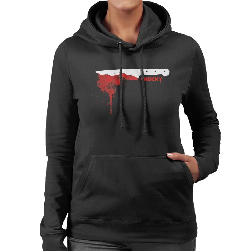 Chucky Floral Blood Drop Women's Hooded Sweatshirt Hoodie with Metallic Shiny Futuristic Chucky Floral Blood Drop Women's Hooded Sweatshirt Hoodie with Metallic Shiny Futuristic