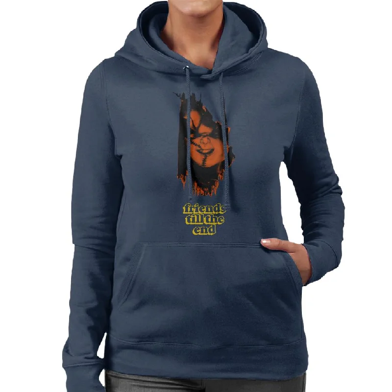 Chucky Friends Till The End Women's Hooded Sweatshirt Hoodie with Hem Fringe Bohemian Relaxed Chucky Friends Till The End Women's Hooded Sweatshirt Hoodie with Hem Fringe Bohemian Relaxed