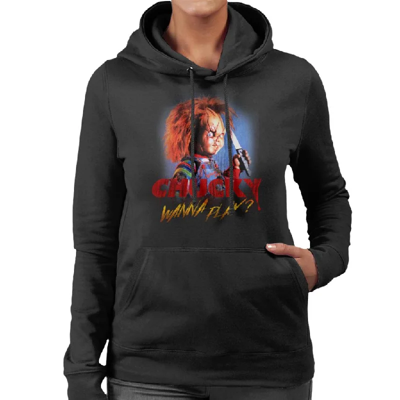 Chucky Wanna Play Crazed Face Women's Hooded Sweatshirt Hoodie with Velcro Closure Adjustable Secure Chucky Wanna Play Crazed Face Women's Hooded Sweatshirt Hoodie with Velcro Closure Adjustable Secure