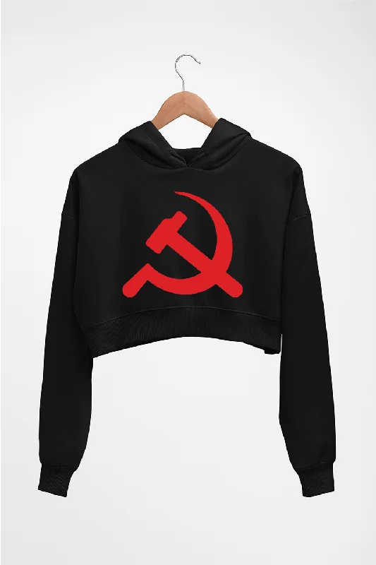 Communist party Crop HOODIE FOR WOMEN Hoodie with Ribbed Neckline Snug Warm