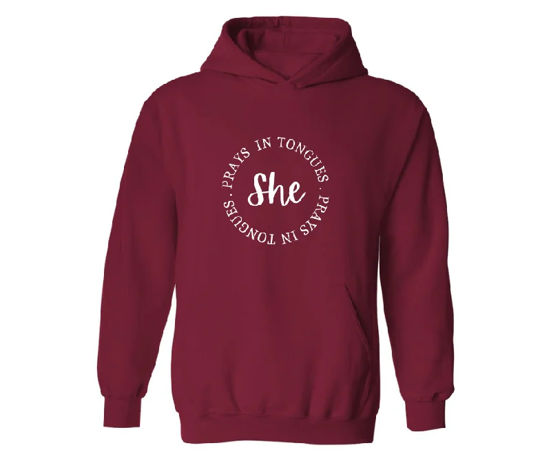 SHE PRAYS UNISEX ADULT HOODIE Hoodie with Set-In Sleeves Structured Classic