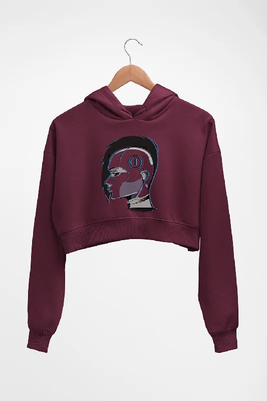 Cyberpunk Crop HOODIE FOR WOMEN Hoodie with Drop Shoulder Relaxed Streetwear