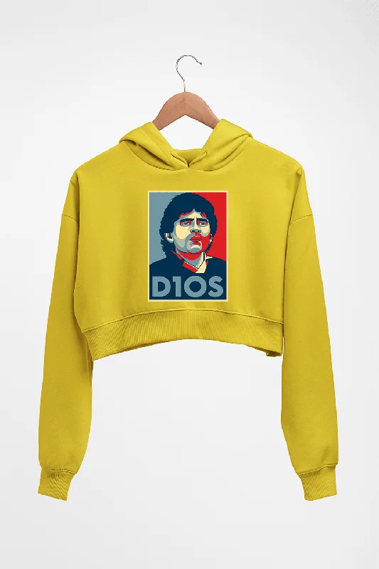 Diego Maradona Crop HOODIE FOR WOMEN Hoodie with Typography Text Message