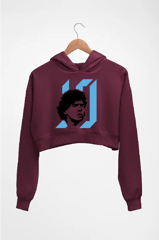 Diego Maradona Crop HOODIE FOR WOMEN Hoodie with Applique Textured Unique