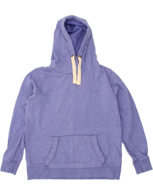 FAT FACE Womens Oversized Hoodie Jumper UK 12 Medium  Purple Cotton Hoodie with Snap Buttons Easy Quick