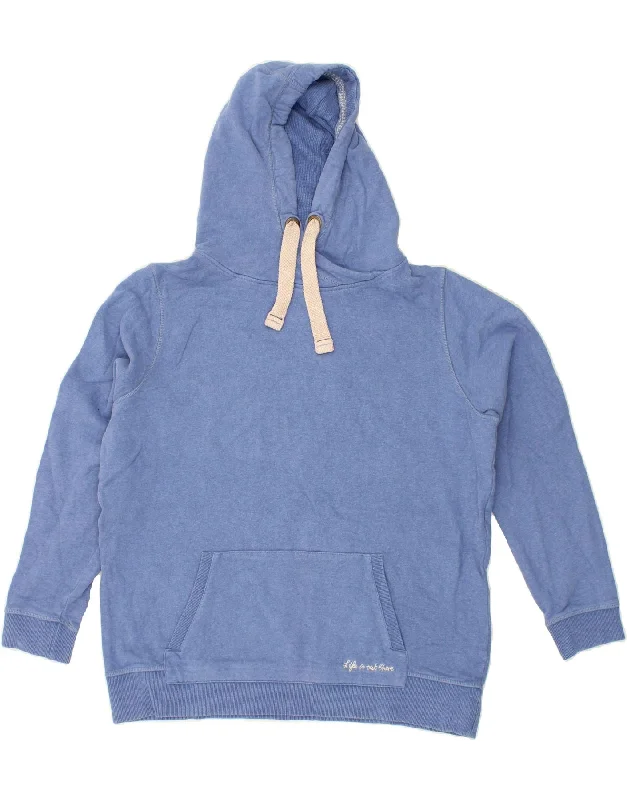 FAT FACE Womens Oversized Hoodie Jumper UK 14 Large  Blue Cotton Hoodie with Velcro Closure Adjustable Secure