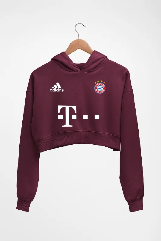 FC Bayern Munich 2021-22 Crop HOODIE FOR WOMEN Zip Hoodie Drawstring Kangaroo Pocket