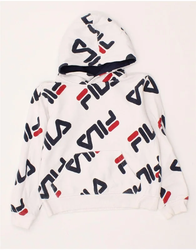 FILA Boys Graphic Hoodie Jumper 7-8 Years Medium White Cotton Hoodie with Slim Fit Tailored Modern FILA Boys Graphic Hoodie Jumper 7-8 Years Medium White Cotton Hoodie with Slim Fit Tailored Modern