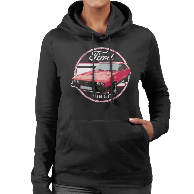 Ford Capri Red 2 8I Women's Hooded Sweatshirt Hoodie with Drawstring Waist Adjustable Fitted