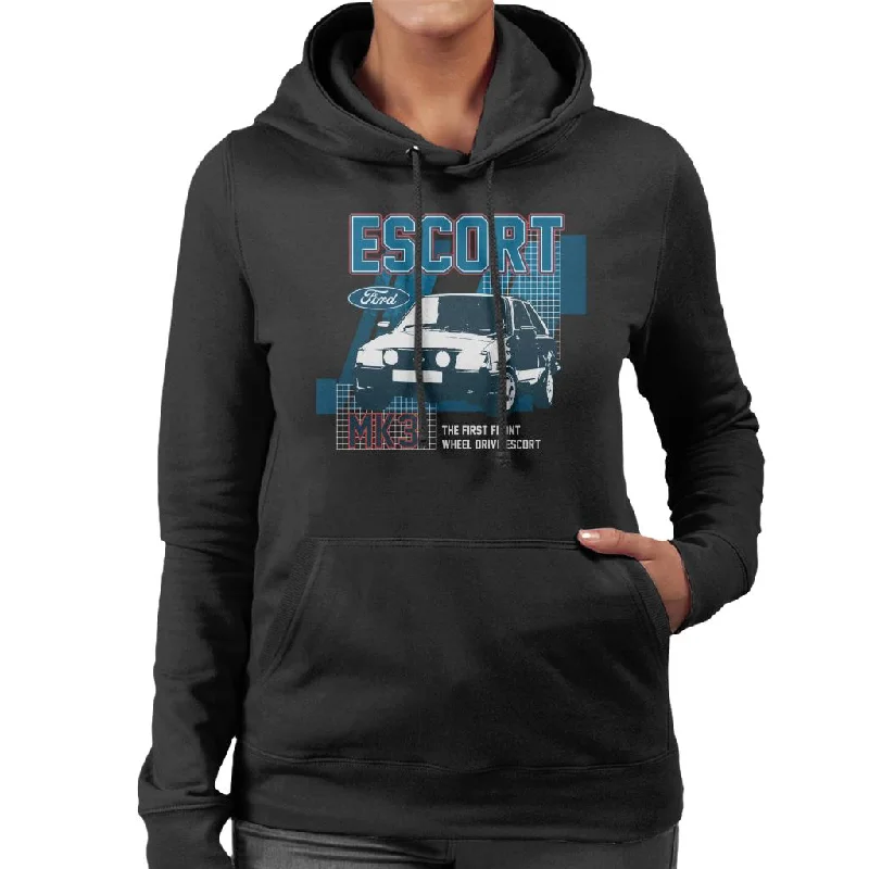 Ford Escort MK3 The First Front Wheel Drive Of Its Kind Women's Hooded Sweatshirt Hoodie with Belted Waist Structured Tailored