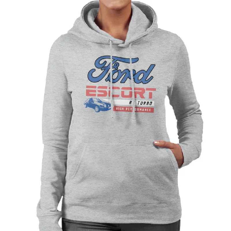 Ford Escort RS Turbo High Performance Women's Hooded Sweatshirt Hoodie with Hem Detail Decorative Unique