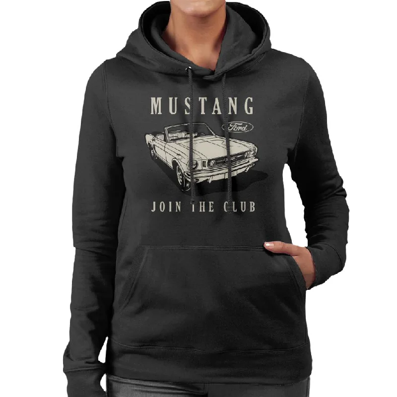 Ford Mustang Join The Club Women's Hooded Sweatshirt Hoodie with Oversized Fit Loose Comfortable