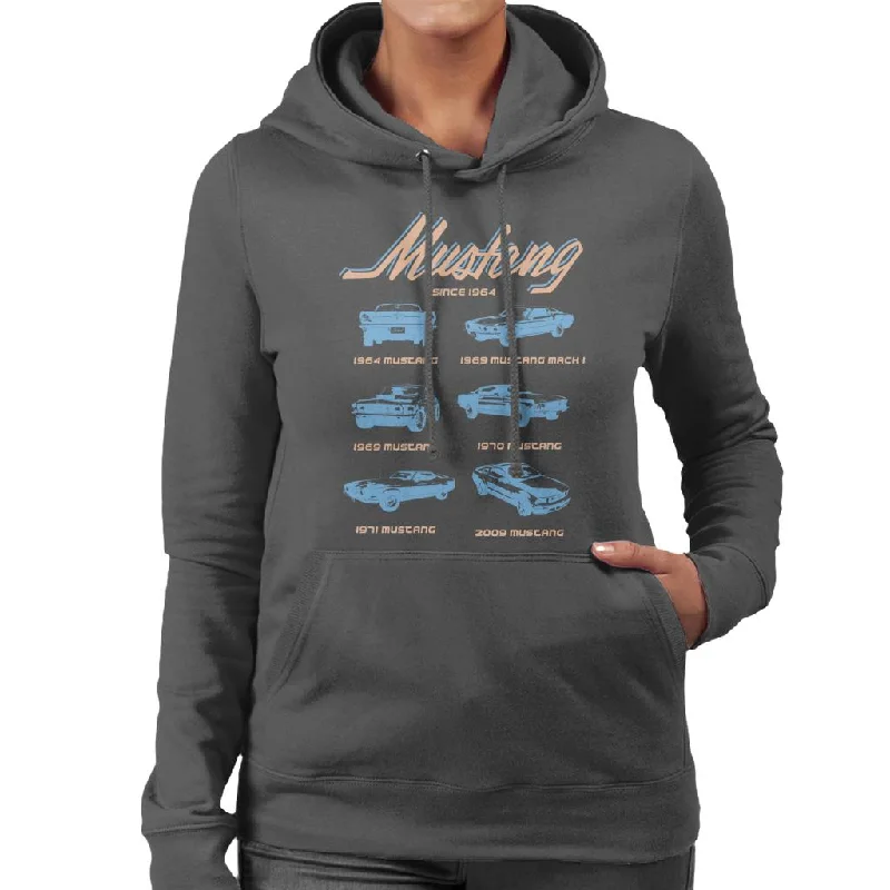 Ford Mustang Since 1964 History Women's Hooded Sweatshirt Hoodie with Sequins Glamorous Eye-catching