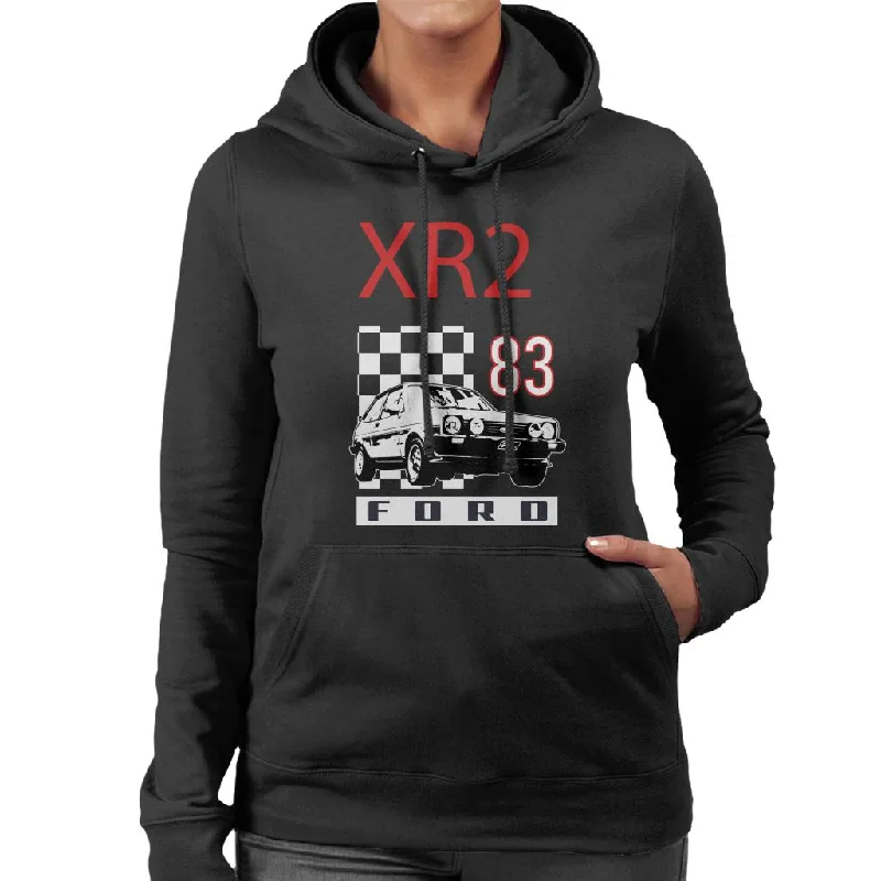 Ford XR2 83 Race Stripes Women's Hooded Sweatshirt Hoodie with Half-Zip Sporty Casual