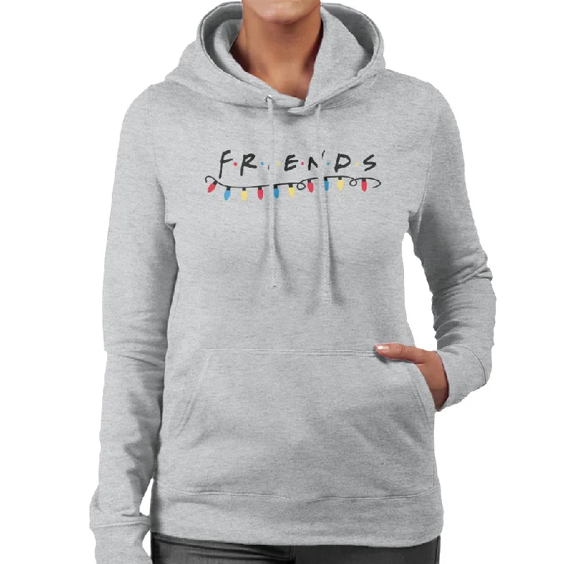 Friends Christmas Logo Festive Lights Women's Hooded Sweatshirt Hoodie with Hem Patch Decorative Personalized