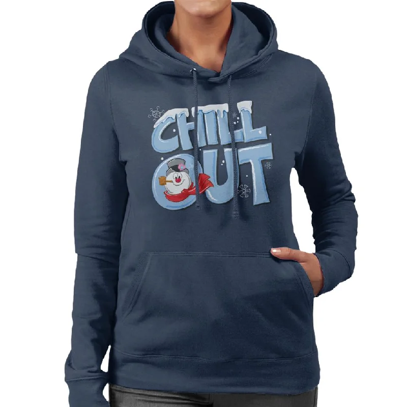 Frosty The Snowman Chill Out Women's Hooded Sweatshirt Hoodie with Belted Waist Structured Tailored