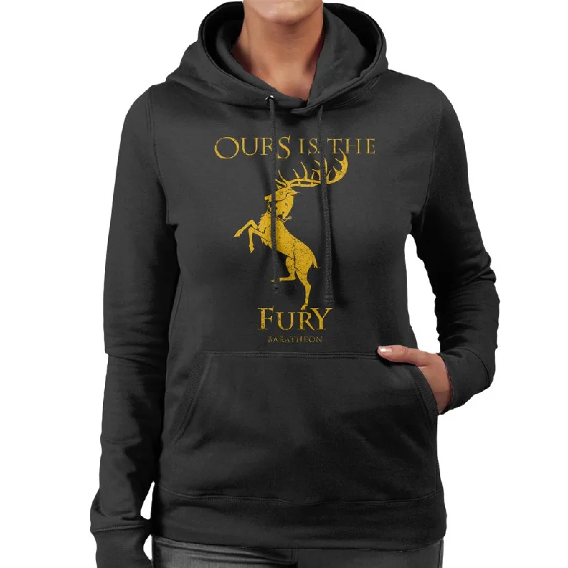 Game Of Thrones Baratheon Ours Is The Fury Women's Hooded Sweatshirt Hoodie with Rolled Sleeves Casual Relaxed