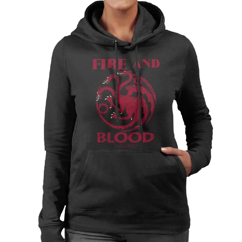 Game Of Thrones Targaryen Fire And Blood Women's Hooded Sweatshirt Hoodie with Drop Shoulder Relaxed Streetwear