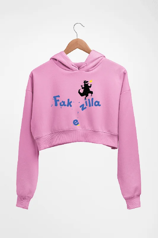 Godzilla Crop HOODIE FOR WOMEN Hoodie with Toggle Buttons Decorative Unique