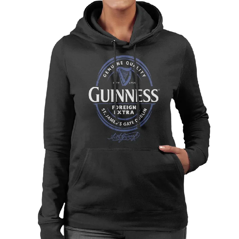 Guinness Foreign Extra Blue Label Women's Hooded Sweatshirt Cotton Hoodie Fleece Lining Warmth