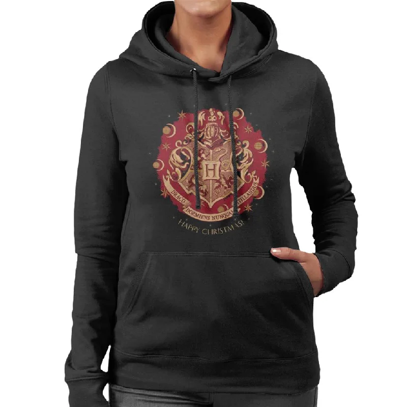 Harry Potter Christmas Hogwarts Crest Women's Hooded Sweatshirt Hoodie with Hem Detail Decorative Unique