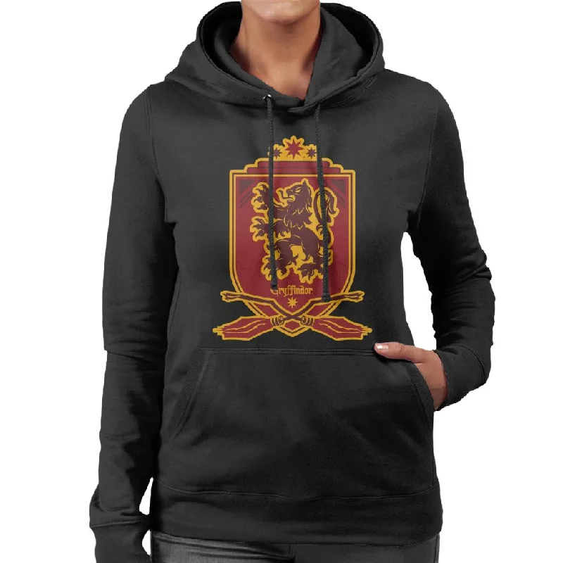 Harry Potter Gryffindor Quidditch Crest Women's Hooded Sweatshirt Hoodie with Cuffed Sleeves Snug Secure