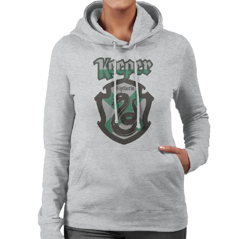 Harry Potter Quidditch Keeper Team Slytherin Women's Hooded Sweatshirt Hoodie with Metallic Shiny Futuristic