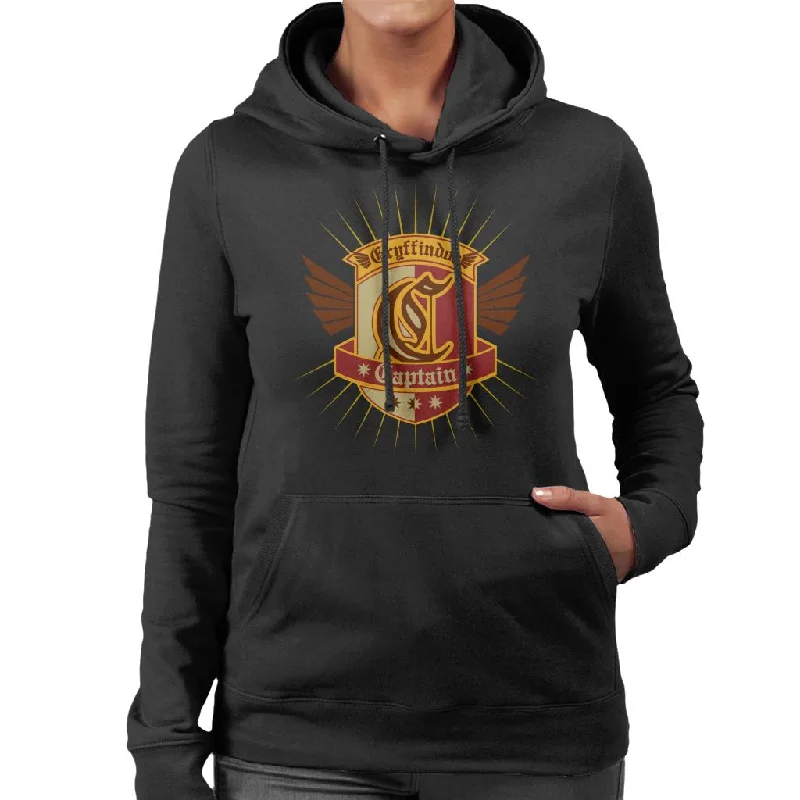 Harry Potter Quidditch Team Gryffindor Women's Hooded Sweatshirt Hoodie with Frayed Bohemian Relaxed