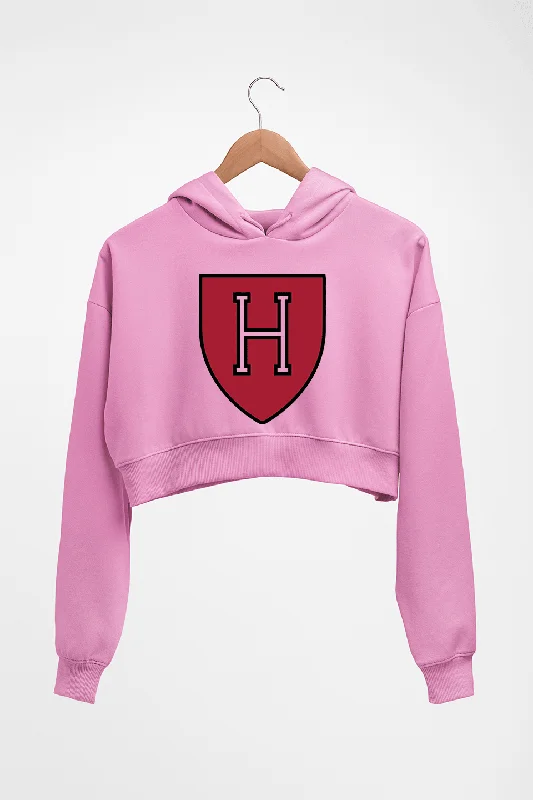 Harvard Crop HOODIE FOR WOMEN Hoodie with Hem Applique Textured Unique