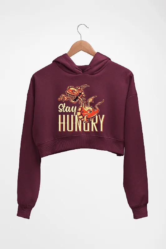 Hungry Dragon Crop HOODIE FOR WOMEN Hoodie with Pattern Geometric Abstract