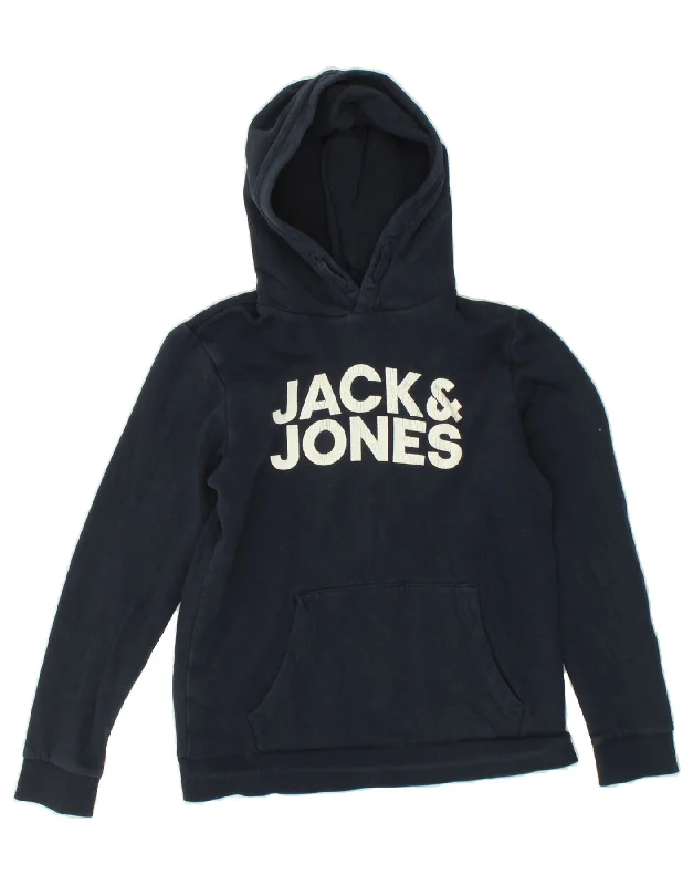 JACK & JONES Boys Graphic Hoodie Jumper 13-14 Years Navy Blue Cotton Hoodie with Slit Hem Functional Movement JACK & JONES Boys Graphic Hoodie Jumper 13-14 Years Navy Blue Cotton Hoodie with Slit Hem Functional Movement