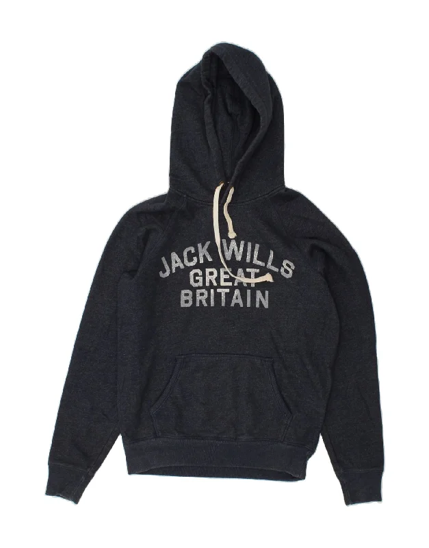 JACK WILLS Mens Graphic Hoodie Jumper XS Navy Blue Cotton Hoodie with Hem Contrast Bold Stylish JACK WILLS Mens Graphic Hoodie Jumper XS Navy Blue Cotton Hoodie with Hem Contrast Bold Stylish
