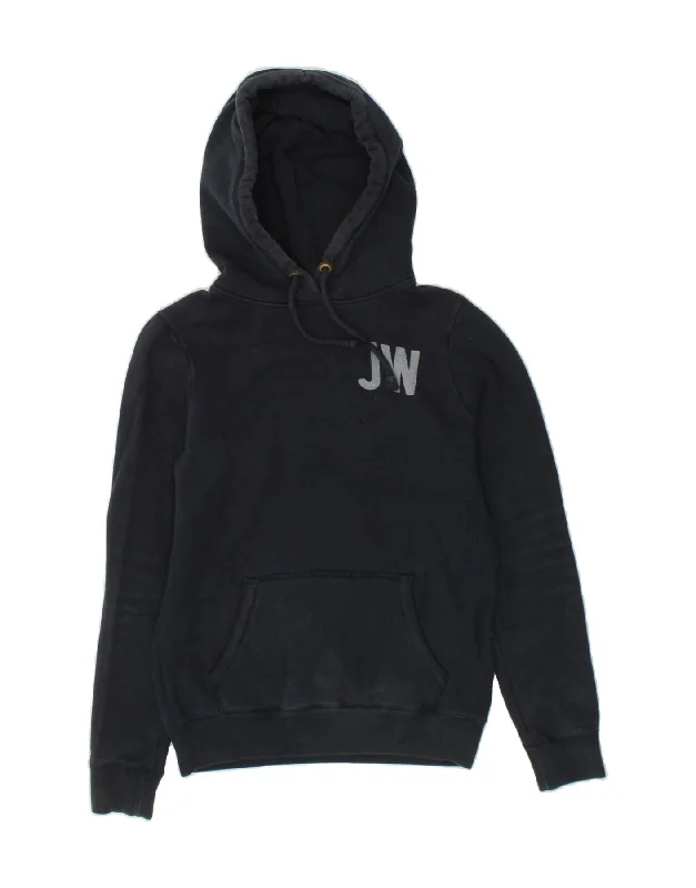 JACK WILLS Womens Graphic Hoodie Jumper UK 8 Small Navy Blue Cotton Hoodie with Elastic Cuffs Stretchable Comfortable JACK WILLS Womens Graphic Hoodie Jumper UK 8 Small Navy Blue Cotton Hoodie with Elastic Cuffs Stretchable Comfortable
