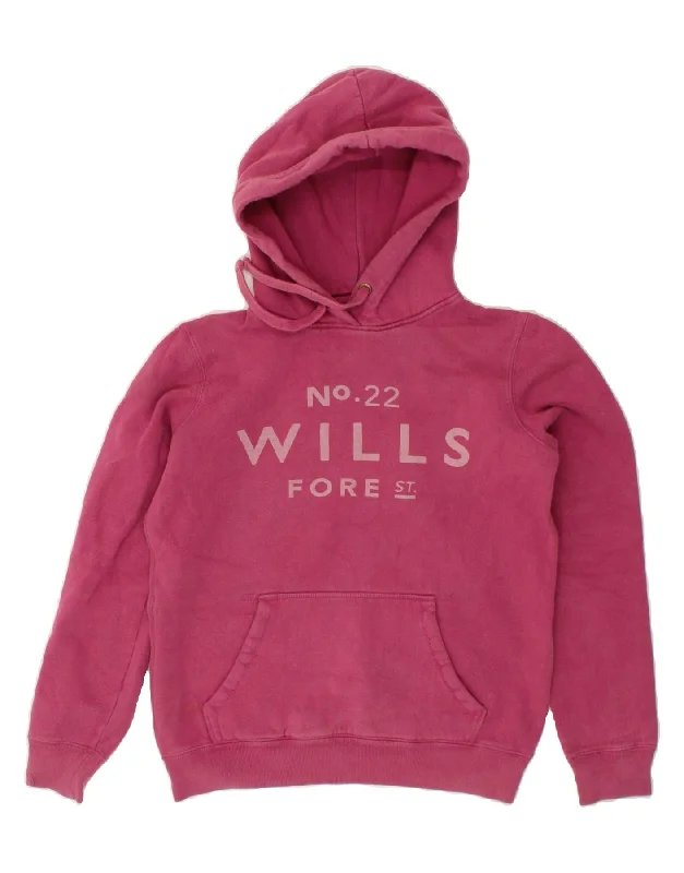 JACK WILLS Womens Oversized Graphic Hoodie Jumper UK 8 Small Pink Cotton Hoodie with Hem Lace Feminine Delicate JACK WILLS Womens Oversized Graphic Hoodie Jumper UK 8 Small Pink Cotton Hoodie with Hem Lace Feminine Delicate