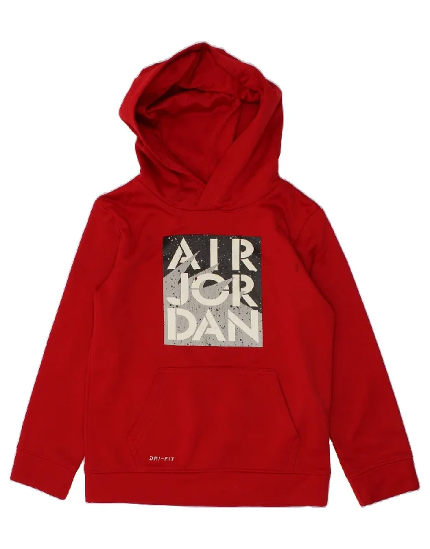 JORDAN Boys Graphic Hoodie Jumper 6-7 Years Large Red Polyester Hoodie with Stripes Bold Sporty JORDAN Boys Graphic Hoodie Jumper 6-7 Years Large Red Polyester Hoodie with Stripes Bold Sporty