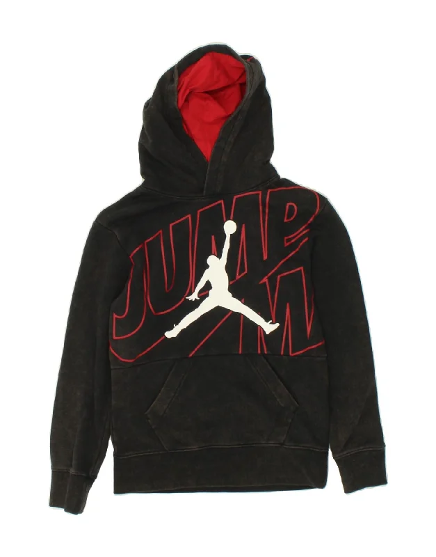 JORDAN Boys Graphic Hoodie Jumper 8-9 Years Small Black Cotton Hoodie with High-Low Hem Asymmetrical Trendy JORDAN Boys Graphic Hoodie Jumper 8-9 Years Small Black Cotton Hoodie with High-Low Hem Asymmetrical Trendy