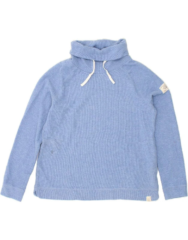 JOULES Womens Roll Neck Sweatshirt Jumper UK 16 Large  Blue Cotton Hoodie with V-Neck Classic Versatile