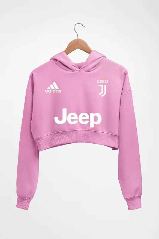 Juventus F.C. 2021-22 Crop HOODIE FOR WOMEN Hoodie with Side Slits Relaxed Casual