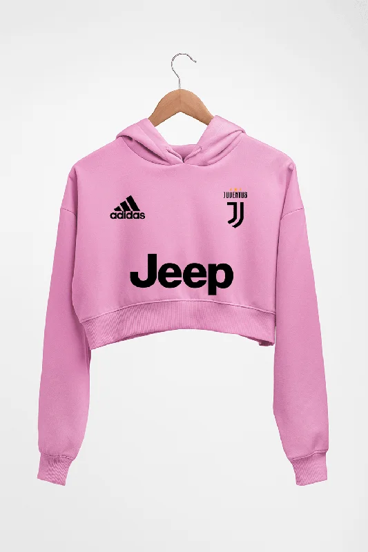 Juventus F.C. 2021-22 Crop HOODIE FOR WOMEN Hoodie with Stripes Bold Sporty