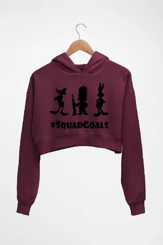 Looney Tunes Crop HOODIE FOR WOMEN Hoodie with Thumb Holes Functional Cozy